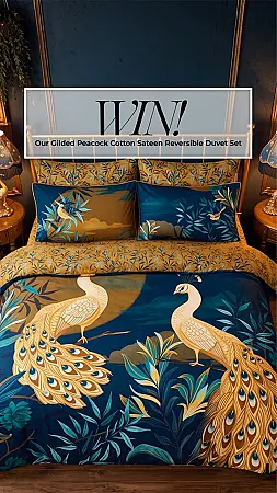 Prize image for Win a Gilded Peacock Cotton Sateen Reversible Duvet Set