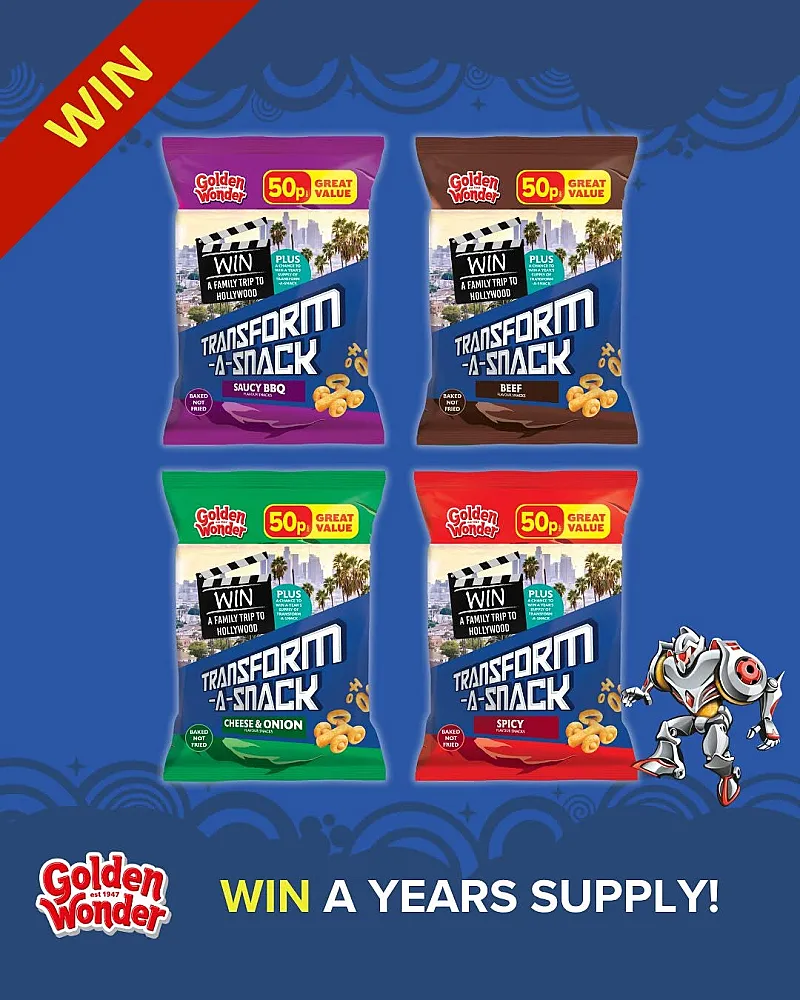 Win a YEAR'S SUPPLY of Golden Wonder Transform-a-Snack