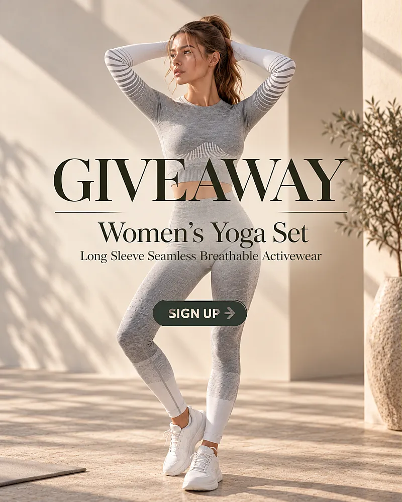 Win a Women’s Yoga Set Long Sleeve Seamless Breathable Activewear Set