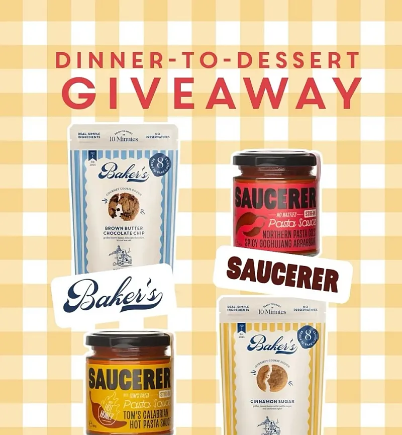 Win 2x Bakers London Cookie Dough Packs & 2x Saucerer Pasta & Pizza Sauces