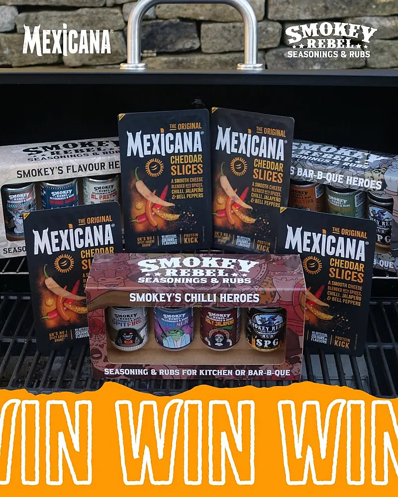 Win Mexicana Cheddar Slices and Smokey Rebel Seasonings