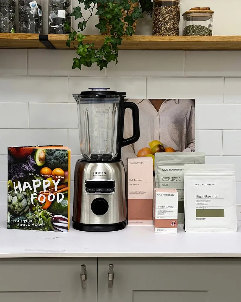 Win a Happy Food Cookbook, a Blender & a Supplement Bundle