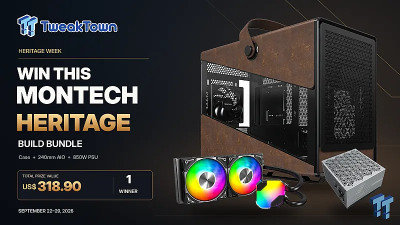 Prize image for Win a Montech Heritage PRO PC Case, 240mm AIO, and 850W PSU Bundle