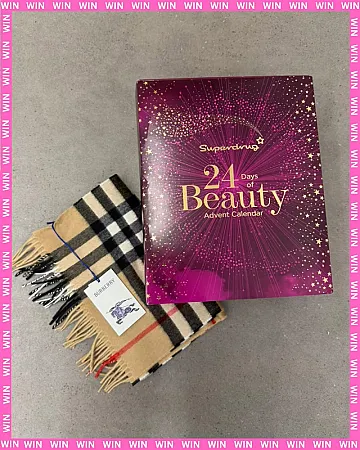 Win a Burberry Cashmere Check Scarf & Superdrug 24 Days of Beauty Advent Calendar
