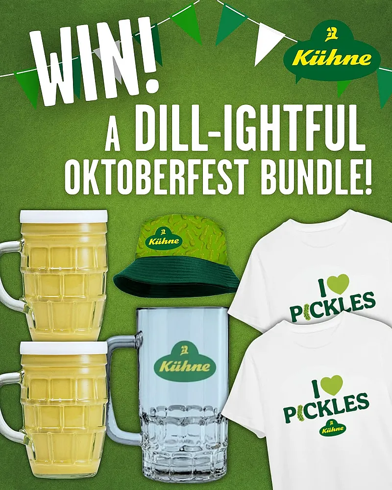 Win Kühne pint glasses, t-shirts, hats + Beer Mug Mustard!