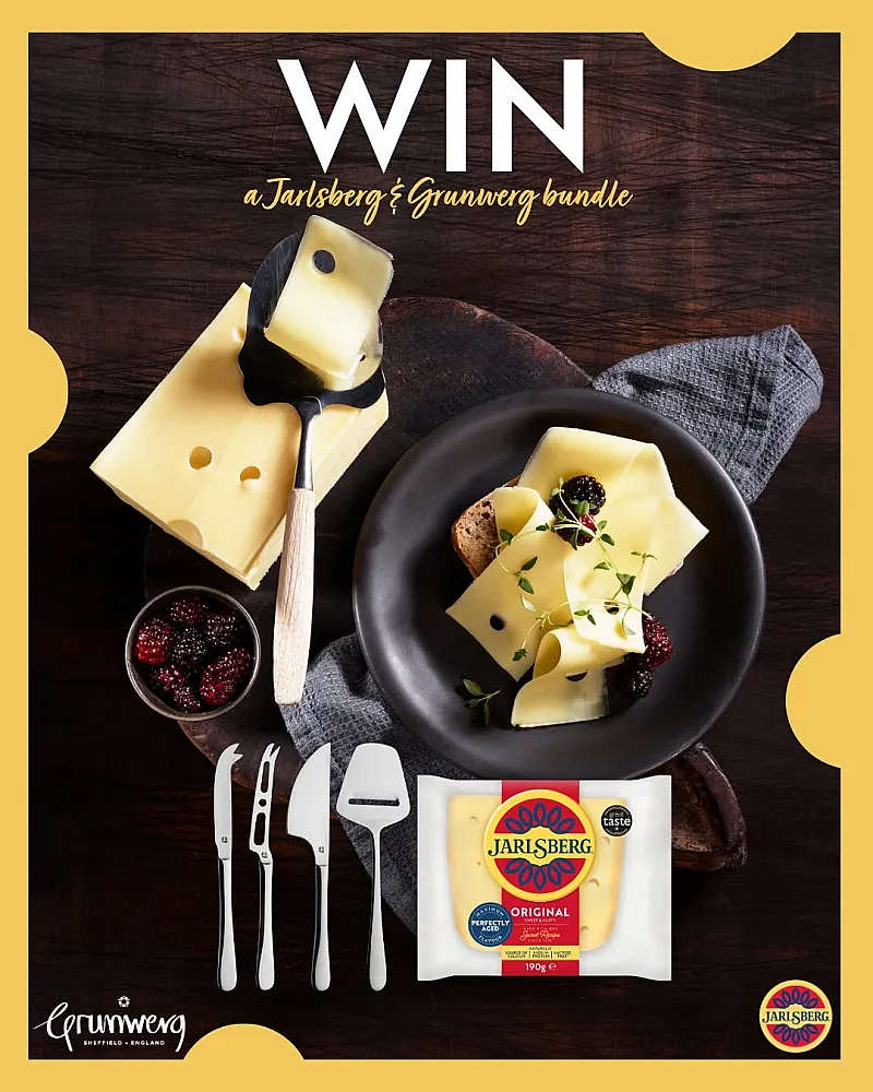 Win a Bundle of Jarlsberg Cheese + a 4-Piece Cheese Knife Set