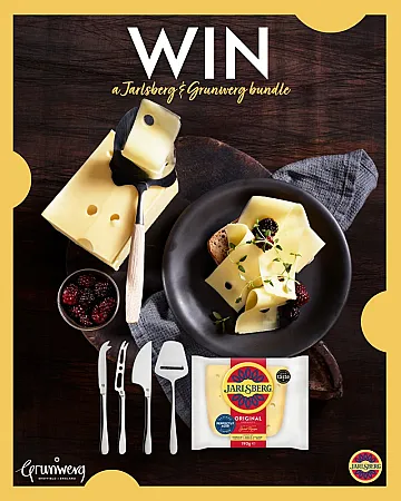 Prize image for Win a Bundle of Jarlsberg Cheese + a 4-Piece Cheese Knife Set