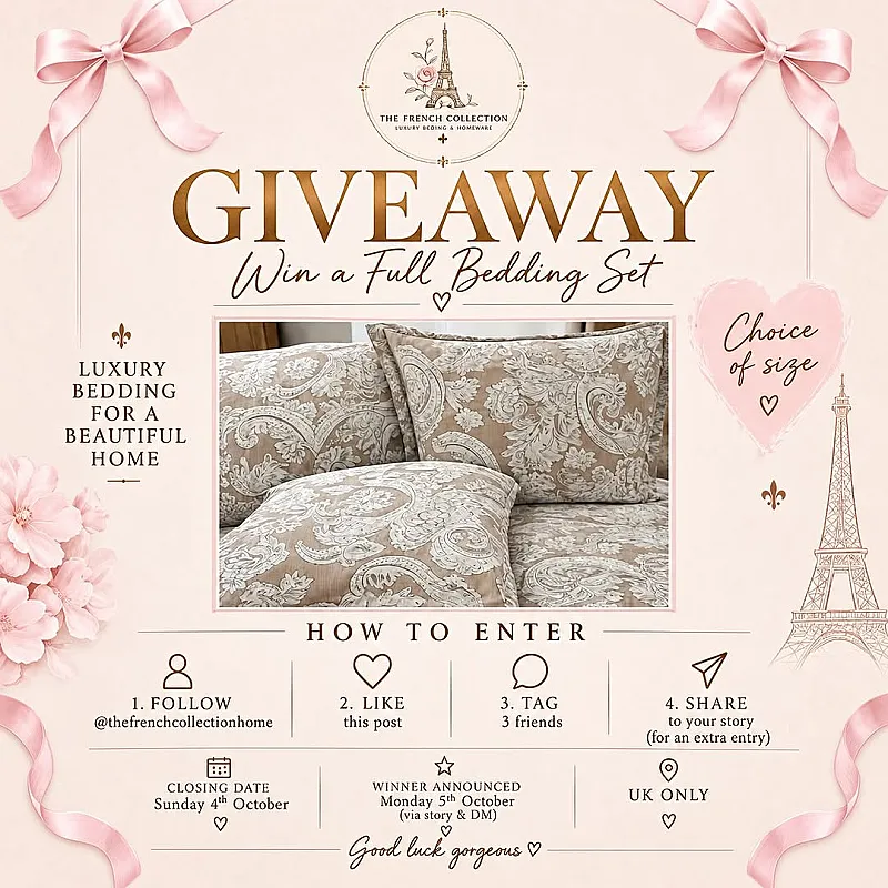 Win a set of bedding in your preferred size from the French collection