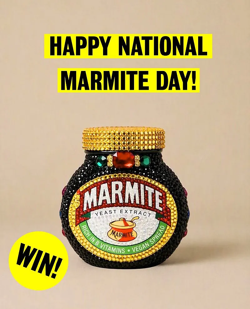Win a one-of-a-kind bejewelled Marmite jar