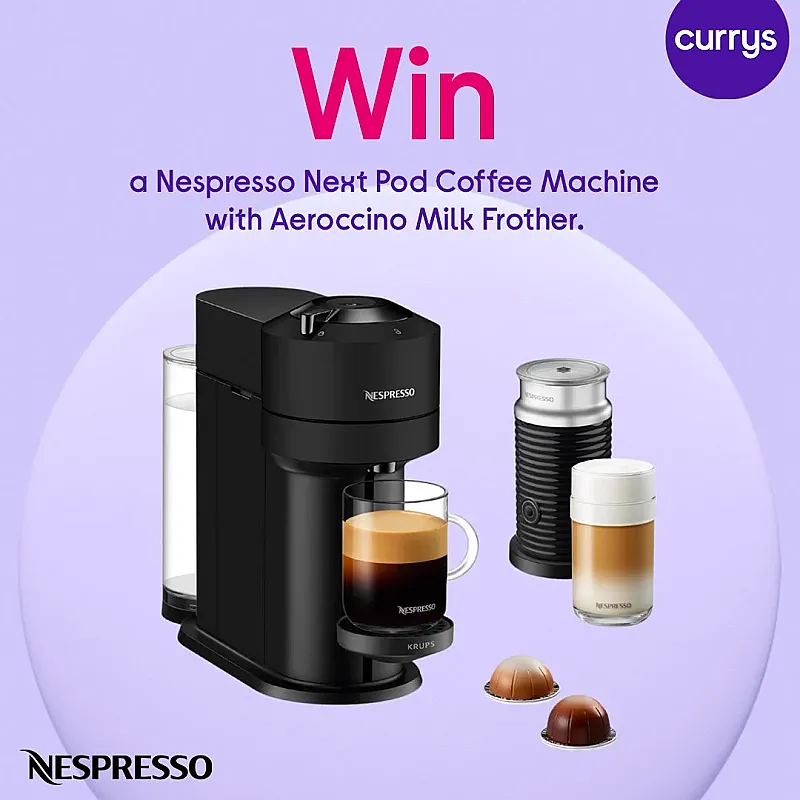 Win a Nespresso Next Pod Coffee Machine with Aeroccino Milk Frother