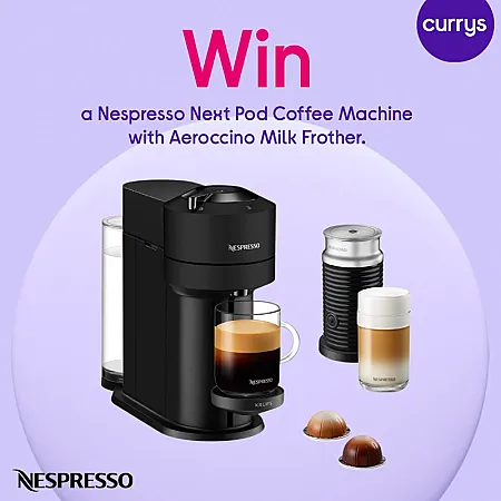 Prize image for Win a Nespresso Next Pod Coffee Machine with Aeroccino Milk Frother