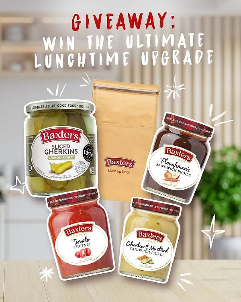 Win Baxters Gherkin Jar, Sandwich Pickles, Tomato Chutney & a Branded Lunch Bag!