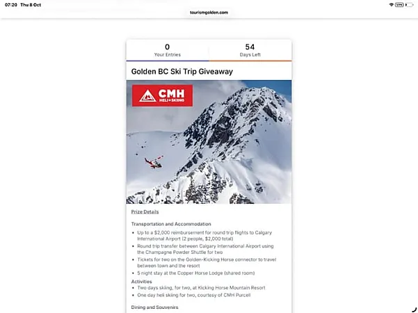 Prize image for Win a Golden BC Ski Trip
