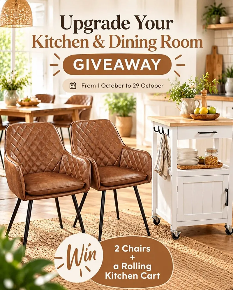 Win 2 Stylish Chairs + a Rolling Kitchen Cart