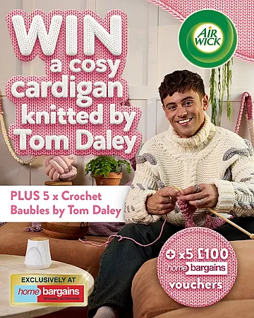 Prize image for Win a cosy cardigan hand-knitted by Tom Daley + £100 Home Bargains voucher