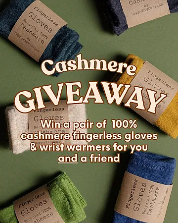 Prize image for Win 2 Pairs of Recycled Cashmere Gloves and Wrist Warmers