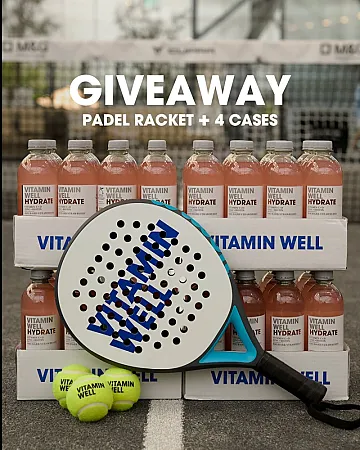 Prize image for Win a Vitamin Well-branded padel racket and 4 cases of your favourite flavour