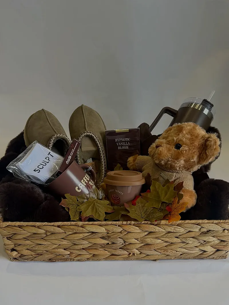 Win Boo Basket with UGGs, lip tint, perfume, cup, teddy and goodies