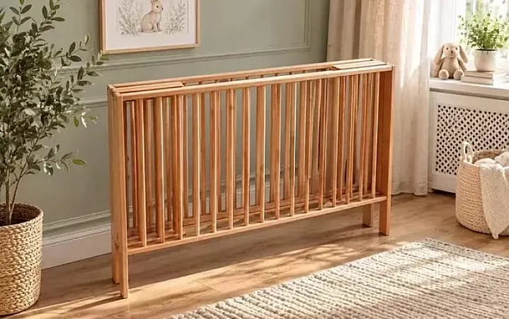 Prize image for Win a Natural Orrin Foldable Wooden Cot with Mattress and Fitted Sheet