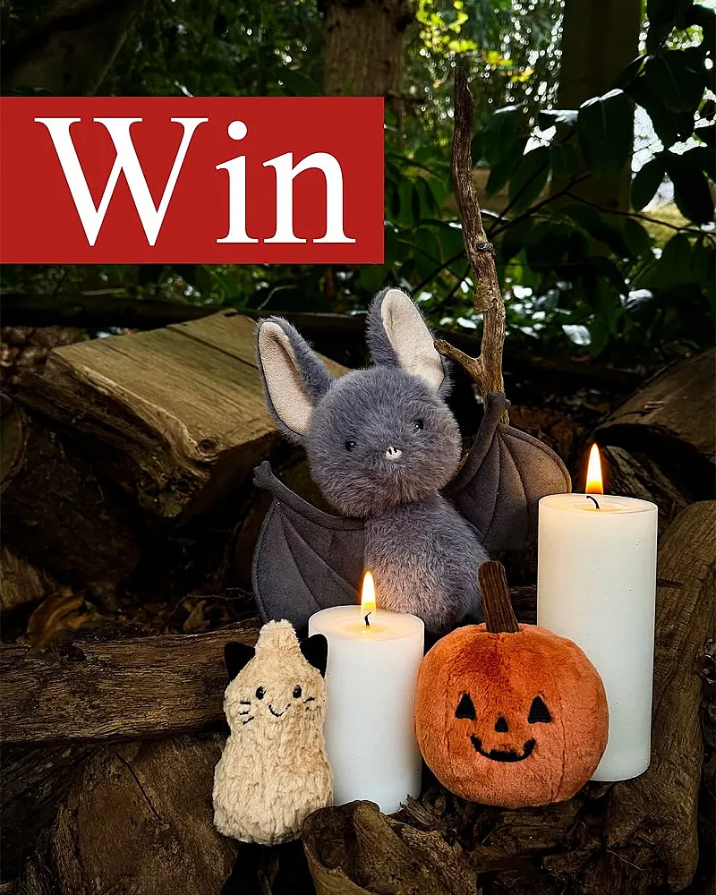 Win Three Jellycat Soft Toys: Broox Bat, Amuseables Peanut Cat and Ooky Jack O