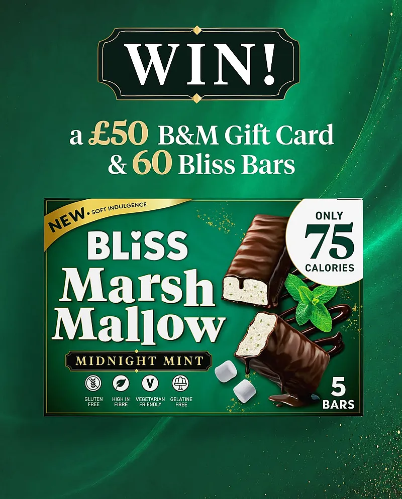 Win a £50 B&M gift card & 60 Bliss Midnight Mint mallow bars
