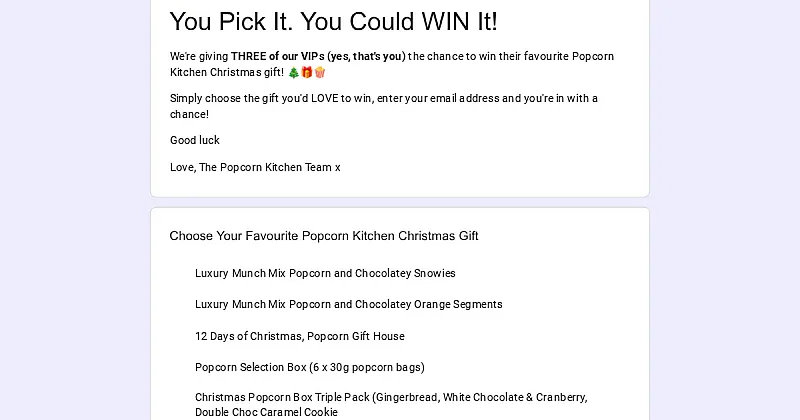 Win a Christmas Gift from Popcorn Kitchen