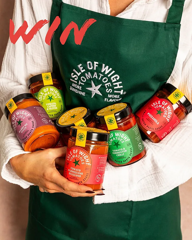 Win Full Isle of Wight Tomatoes Pasta Sauce Range plus Branded Apron