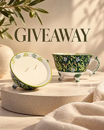 Prize image for Win a KimmyB Olive Tea Cup Candle with Festive Spice Fragrance