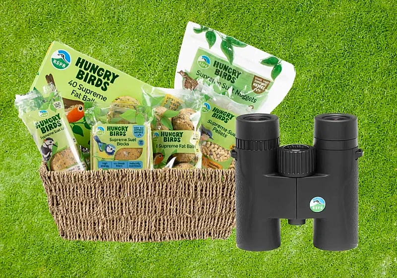 Win a RSPB Hungry Birds food bundle plus RSPB Skylark binoculars