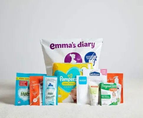 Free Emmas Diray gift pack including full pack of Pampers