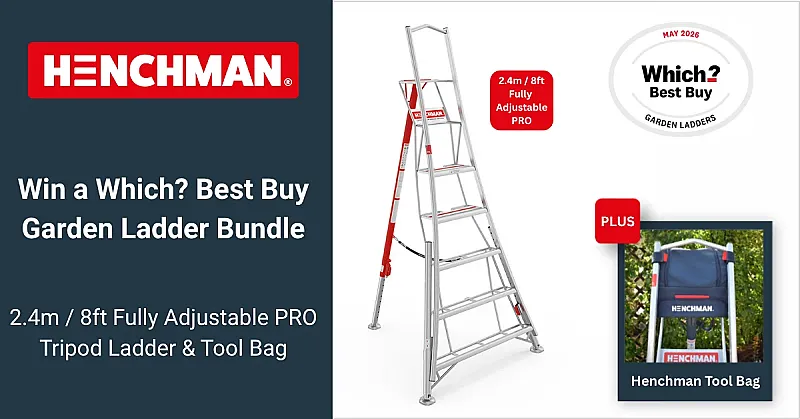 Win a Henchman 8ft Fully Adjustable PRO Tripod Garden Ladder + Tool Bag