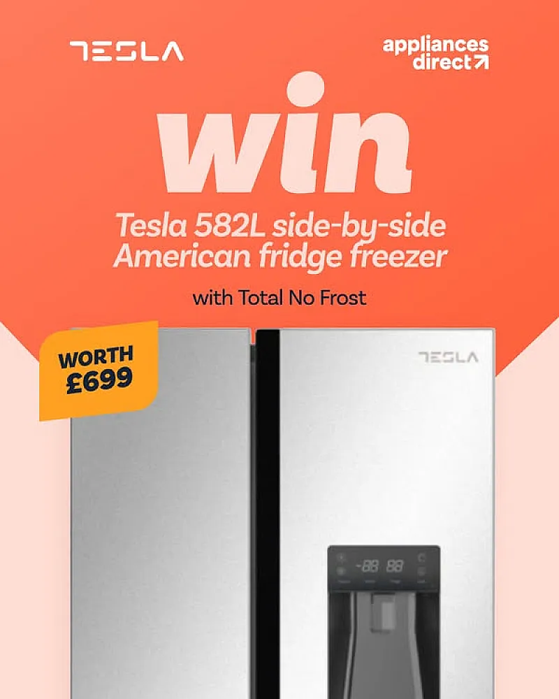 Win a Tesla 582L Side-by-Side American Fridge Freezer
