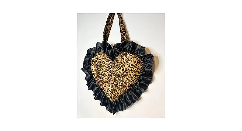 Win Posie Co Leopard Oversized Heart Tote Bag