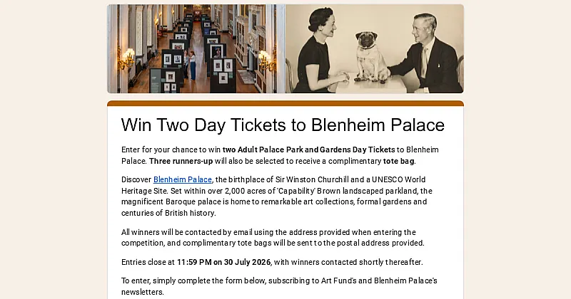 Win Two Day Tickets to Blenheim Palace