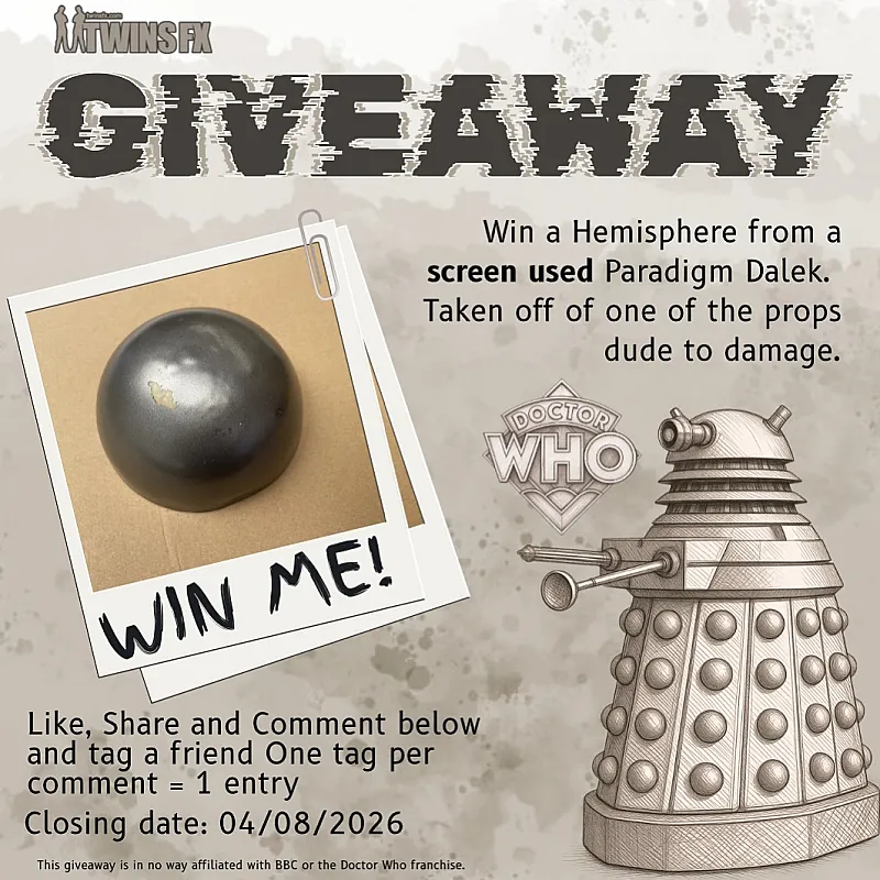 Win a hemisphere from a screen used Doctor Who Paradigm Dalek