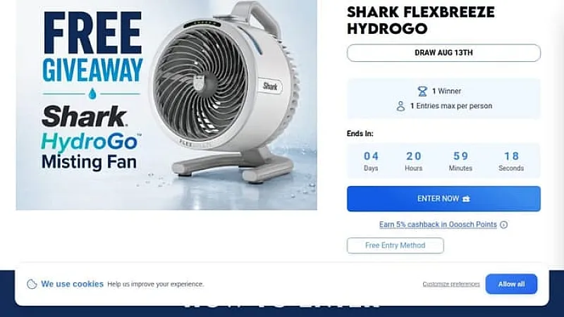 Win a Shark Flexbreeze Hydrogo Misting Fan