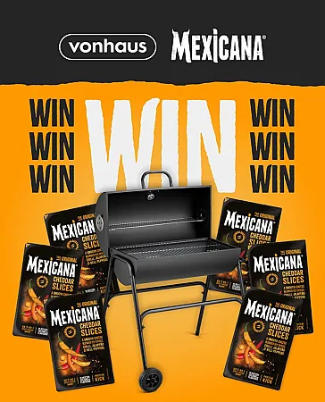 Prize image for Win a Charcoal Barrel BBQ and a Bundle of Spicy Mexicana Cheese