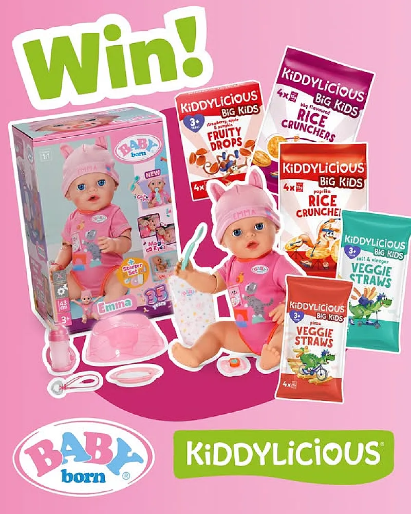 Win a Kiddylicious Products Bundle & a BABY Born Emma Click & Play Doll!