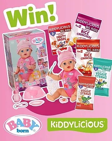 Prize image for Win a Kiddylicious Products Bundle & a BABY Born Emma Click & Play Doll!