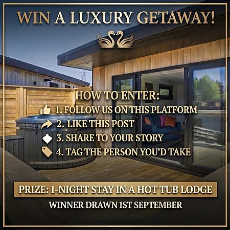 Prize image for Win a 1-Night Hot Tub Lodge Stay at Holmewood Lakes