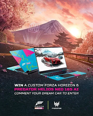 Prize image for Win a custom Predator Helios Neo 16S AI laptop in Forza Horizon 6 livery