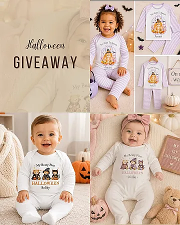 Prize image for Win Personalised Halloween Pyjamas or Baby Grow Vest & Bib Set