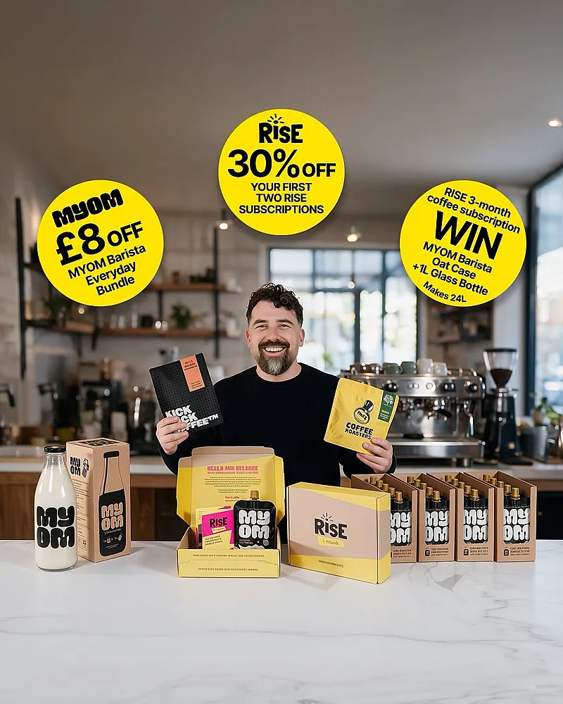 Win 3 Months of RISE Coffee and MYOM Barista Oat Milk