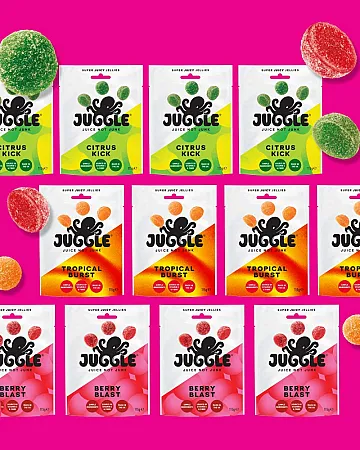 Prize image for Win a Mixed Case of JUGGLE and some Juggling Balls